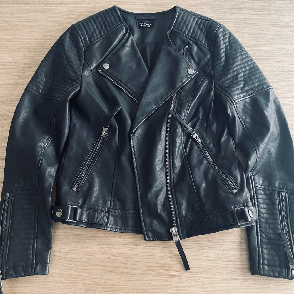 Top Shop Faux Moto leather Jacket